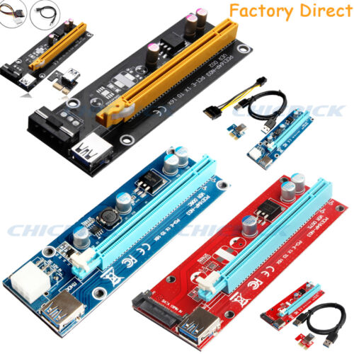 Usb 3.0 Pcie Pci-e Express 1x To 16x Extender Riser Card Adapter Power Btc Cable